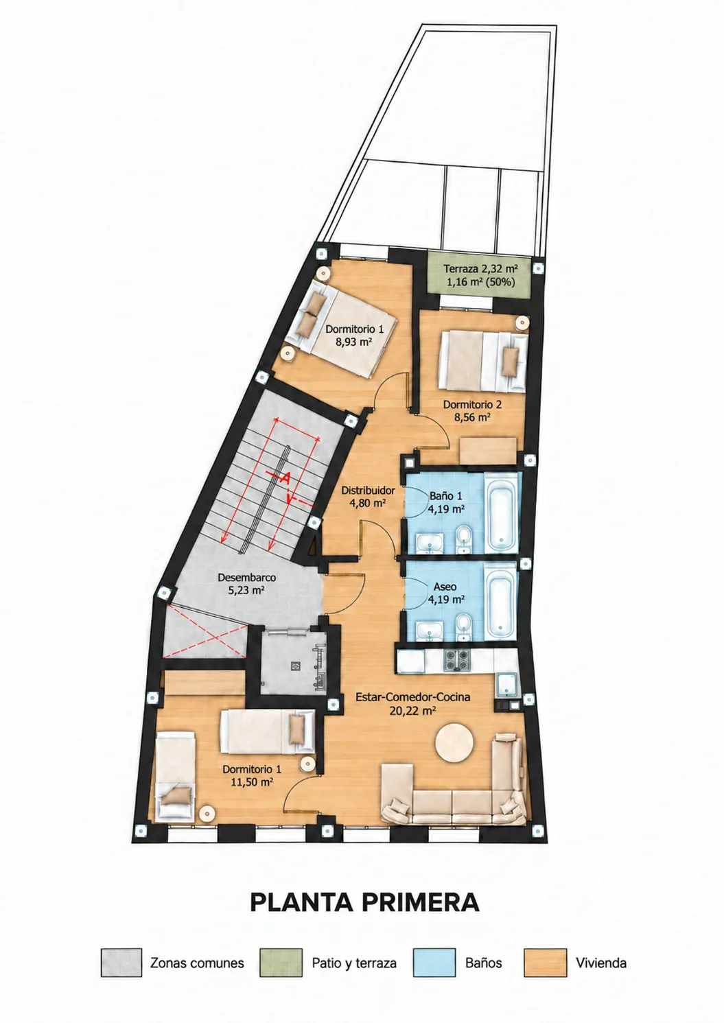 Piso en venta Pinto plano planta primera